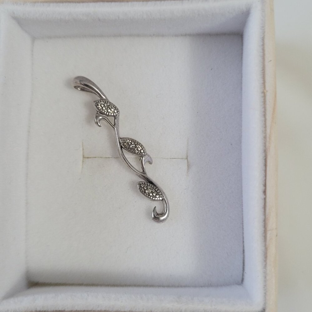 Diamond Sterling Silver Leaf Pendant - Picture 4 of 11